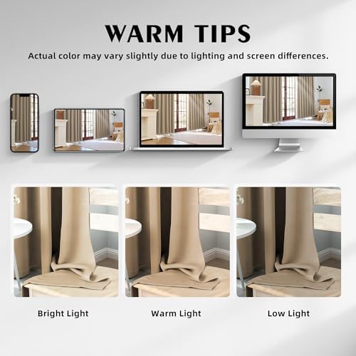 2 Panels 100% Blackout Curtains, Midweight Grommet Drapes