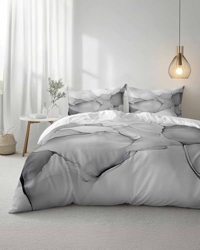 Duvet Cover Set Queen, Modern Natural Marble Gradient Art 3 Piece