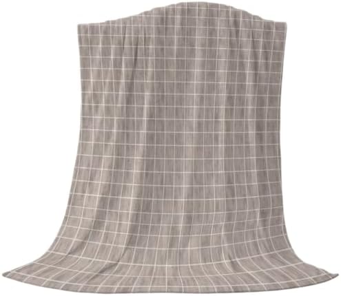 Taupe Plaid Blanket Plush Cozy Fuzzy Throw Blanket for Couch/Travel