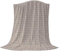 Taupe Plaid Blanket Plush Cozy Fuzzy Throw Blanket for Couch/Travel