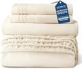 SheRest Full 4 Piece Sheet Set, Brushed 1800 Ultra-Soft Sheets - Cream