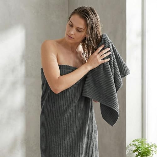 REDKISS Charcoal Gray Bath Towels Set 8 Piece - Microfiber Bathroom