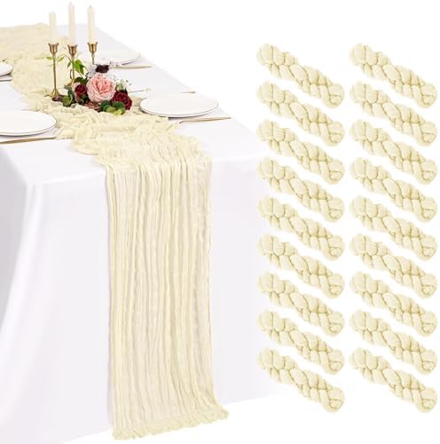 18 Pack Cheesecloth Table Runner 10FT Beige Table Runner Boho Gauze