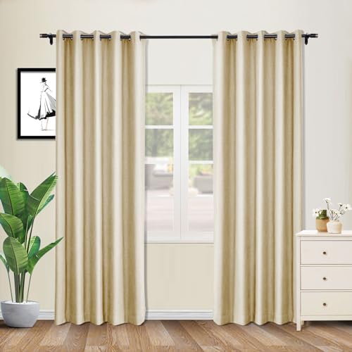 coloeaf Blackout Curtains 108 Inches Long 9ft Linen Textured Grommet