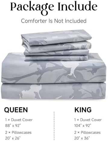 Simple&Opulence 100% Cotton Duvet Cover Set King Size, 3Pcs Grey