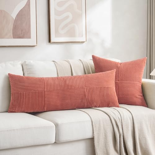 Fancy Homi 2 Packs Coral Decorative Throw Pillow Covers 20x20 Inch for