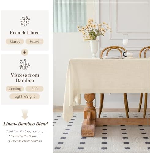 Linen World Linen Tablecloth 108x60 Inch, Rectangular Tablecloth