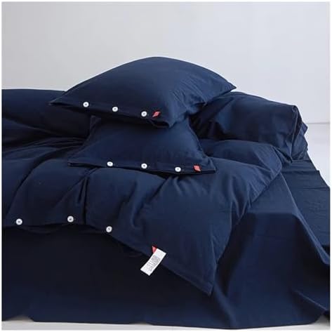 UOIO 100% Washed Cotton Linen Feel Soft Comfy 4Pcs Bedding Set Solid