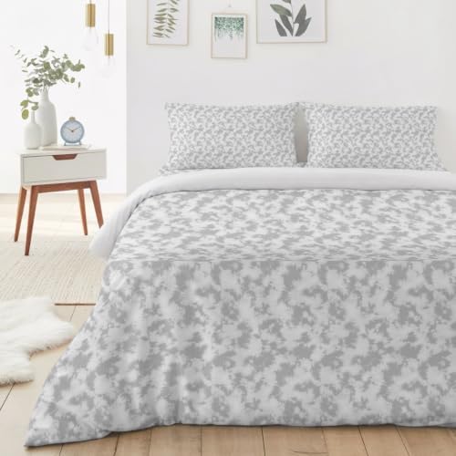 Gray Florals Duvet Cover Queen Size Bedding Set 4 Pieces, 1