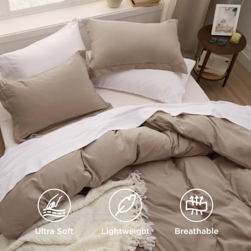 Bedsure Prewashed Cal King Duvet Cover, Cotton-Like Soft Bedding Set