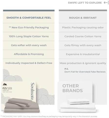 Mayfair Linen Sheets 100% Egyptian Cotton Queen Size - Luxury 500