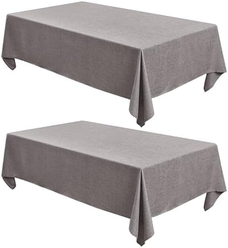 Fitable 2 Pack Stone Faux Linen Tablecloths Rectangle 60x120 Inch