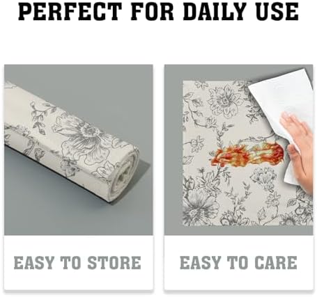 Grey Farmhouse Flowers Placemats Set of 4 Grey and Cream Floral Print