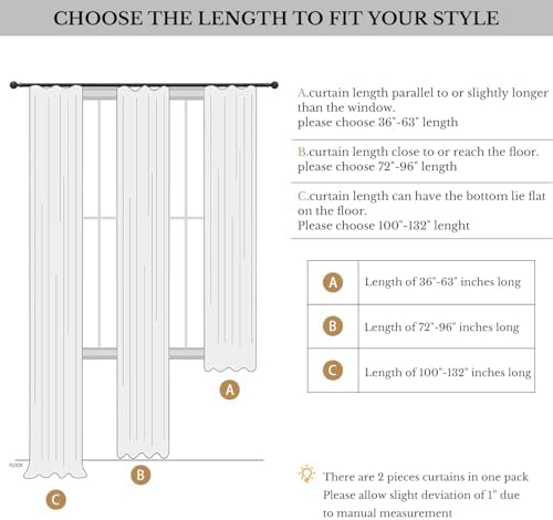PONY DANCE White Linen Pinch Pleated Curtains 96 Inches Long for