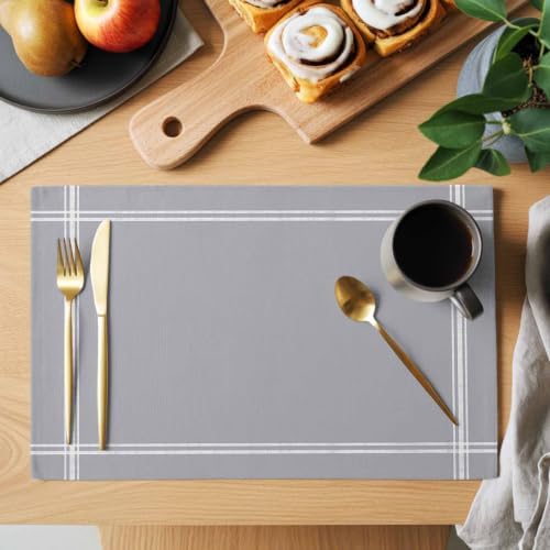 Cotton Linen Placemats for Dining Table Set of 8 Solid Color