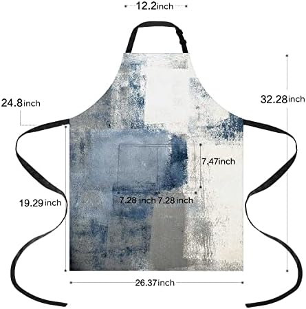 TOMWISH Aprons with Pockets Turquoise and Grey Abstract Art Painting