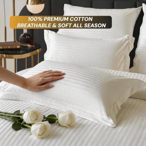 Hotel Collection Duvet Cover King Size 3 Pcs White Cotton Satin Pin