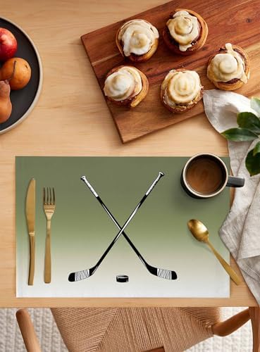 Placemats Set of 8, Sage Green Beige Woven Placemat, Linen Place Mats