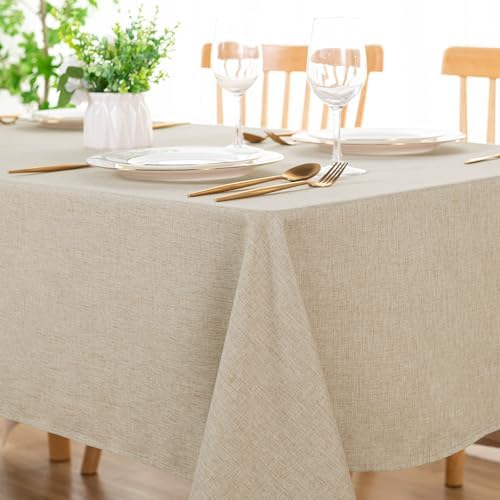 DWCN Rectangle Faux Linen Tablecloth, Table Cover, 54 x 108 Inch