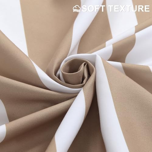 GASIYU Modern Taupe and White Waterproof Stripe Fabric Shower Curtain
