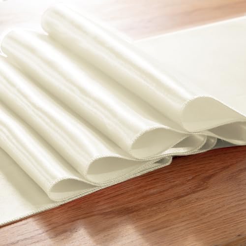 MILVOWOC Beige Satin Table Runners, 10 Pack, 12 x 108 Inch