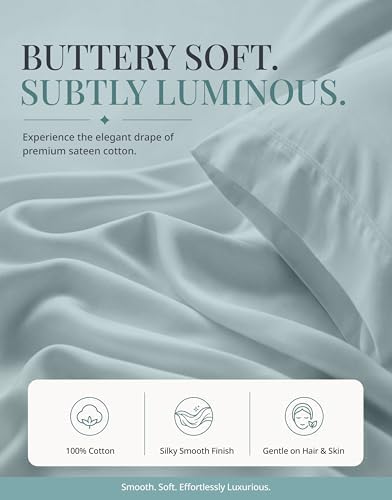450TC 100% Cotton Split King Bed Sheets - Soft Sateen Weave, French