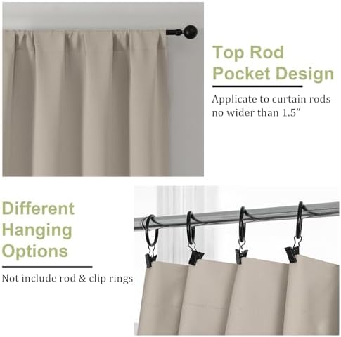 OWENIE Stone Blackout Curtains for Bedroom 120 Inch Extra Long 2