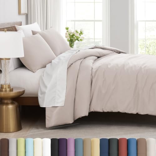 Oversized Full/Queen Duvet Cover Set w/ Zipper 98x98 2 Shams Natural