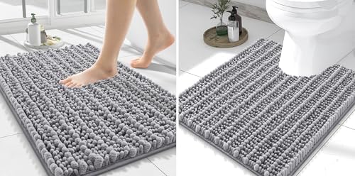 Smiry Bathroom Rugs Mat Set 2 Piece, 24X16+U-Shaped 24x20, Extra Soft