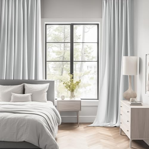 MIULEE Greyish White Back Tab Blackout Curtains 52x63 Inches Long 2