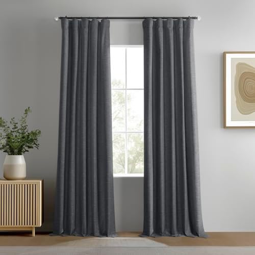 Boho Chic Faux Linen Blackout Curtains (2 Panels) 50 X 96 - Rustic