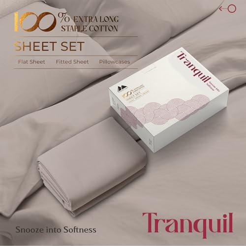 Mayfair Linen Egyptian Cotton Taupe Queen Sheets Set - Luxury 800