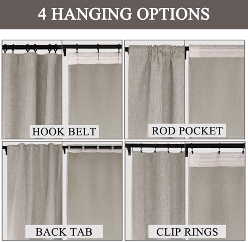 Fcosie 52" W x 96" L 100% Blackout Drapes Linen Texture Curtains