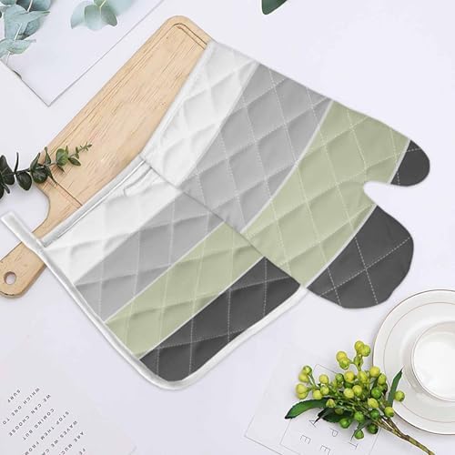Quilted Cotton Terry Cloth Oven Mitt, Pot Holder Gray Gradient Spring
