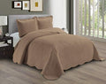 Linen Plus Embossed Coverlet Bedspread Set Oversized Solid Taupe