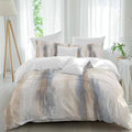 Beige Gray Duvet Cover Set Queen Size, Abstract Grunge Mottled Neutral
