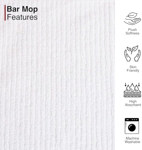 CASA COPENHAGEN Ribbed Bar Mop Towels - Pack of 24, 15"x19" 100%