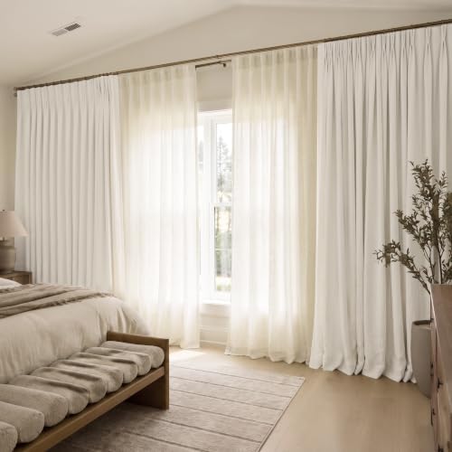 Mrs.Naturall 72 Inch Extra Wide Linen Curtains for Living Room, Back