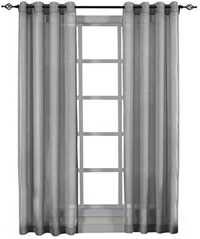 Royal Hotel Sheer Curtains – Crushed Grommet Panels, 2-Pack Semi-Sheer