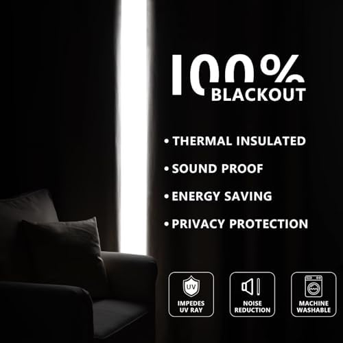 Blackout Curtain Drapes for Bedroom Grommet(W52 x L108,Beige)