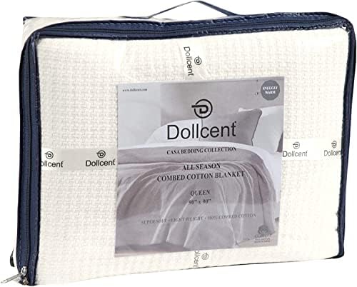 DOLLCENT 100% Cotton King Size Blanket for Bed, Premium Soft Combed