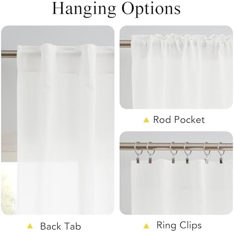 NICETOWN Non-See-Through Off White Sheer 108 inch Curtains, W52xL108