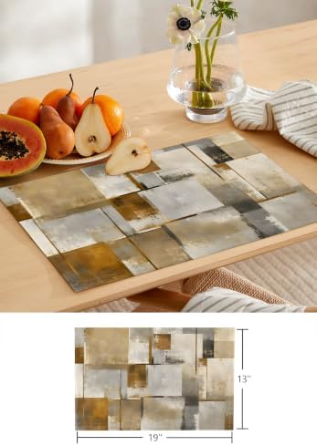 Brown Abstract Table Mats Set of 6 with Table Runner 90 Inches