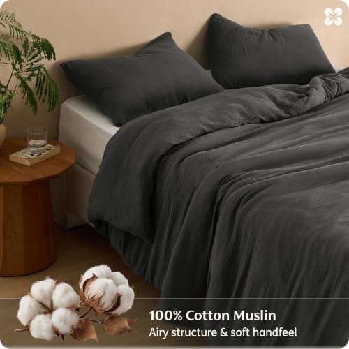 Bedsure PureWoven 100% Cotton Muslin Duvet Cover Queen Gauze Bedding