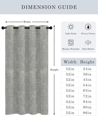 Gray Beige Linen Textured Curtains 63 inches Long for Living Room