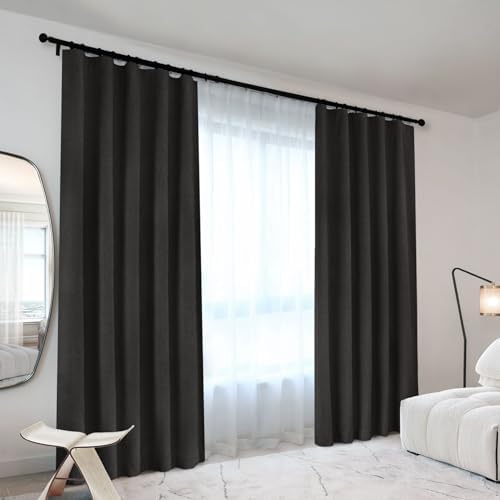 Macochico Extra Wide 100% Blackout Curtains for Sliding Door Bedroom