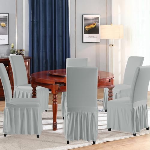 Rakila 4PC Parson Skirt Removable Chair Covers Stretch Spandex