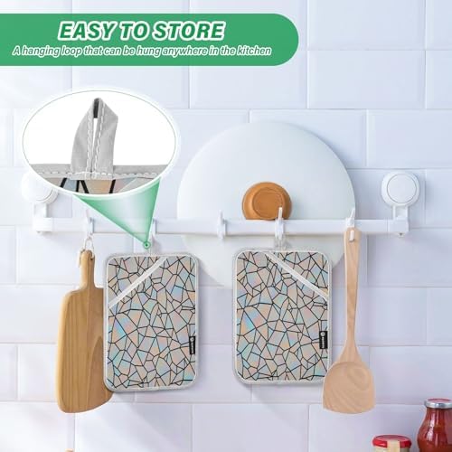 Colorful Gray Heat Resistant Pot Holders Set, Quilted Hot Pads with