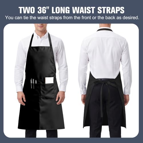 16 Pack Black Bib Apron, Waterd Resistant Unisex Aprons Bulk with 2
