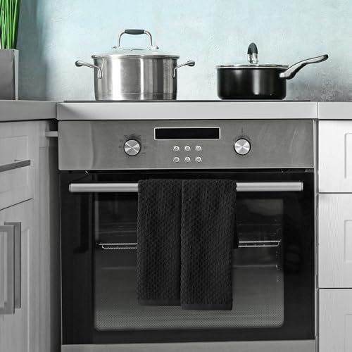 Infinitee Xclusives Premium Kitchen Towels - Black [Pack of 12] 100%